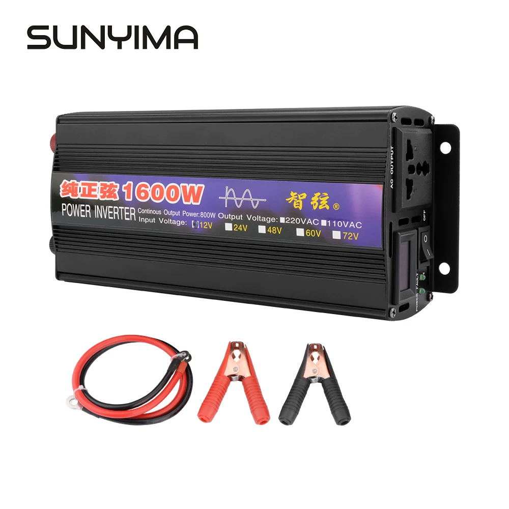 US $57.08 Sunyima 1pc Pure Sine Wave Inverter Dc12v24v48v To Ac220v 50hz 1600w Power Car Inversor Converter Booster For Household Diy