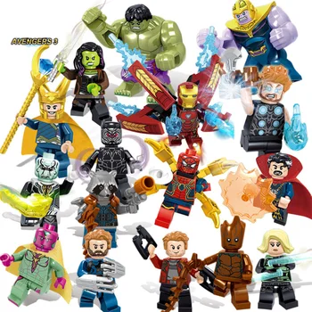 

16pcs Infinity War Figure Set Lepining Iron Thor Thanos Hulk Black Panther Building Blocks Model Toys
