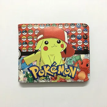 

Pokemon Lovely Pikachu Print Wallets Pocket Monster Purse Dollar Price Leather Card Holder Bags Gift Men Women Short Wallet