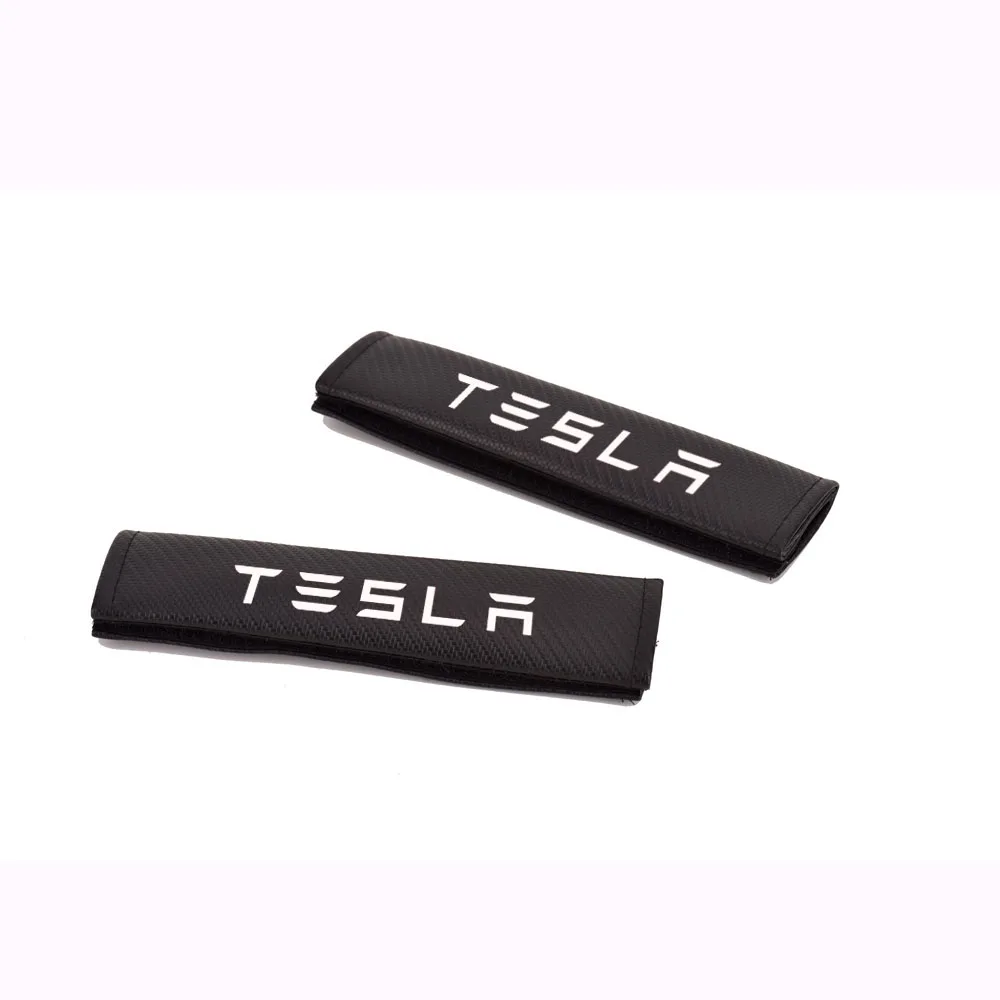 Для Tesla модель 3 2шт PU материал углеродного волокна Текстура мода автомобильный ремень безопасности покрывало для автомобильного сиденья ремень Наплечные колодки