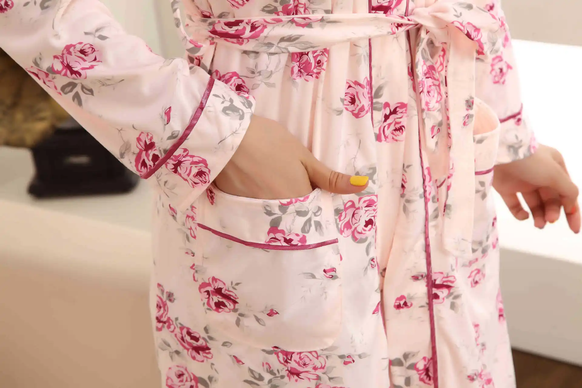 Night Robe Sleepwear Dress Two-Piece SetAutumn And Summer Cartoon Long-Sleeve Pajamas Strap Nightdress Tracksuit Nightgown