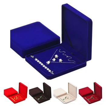 

19x19x4cm velvet Jewelry Set Box Necklace Earring Ring Gift Box Velvet Wedding Packaging Jewelry Display Storage case