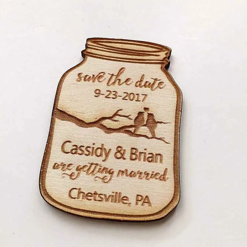  Personalized Wooden Save The Date Wedding Magnets Personalised Wood Fridge Rustic bottle Shaperusti - 4000124800648