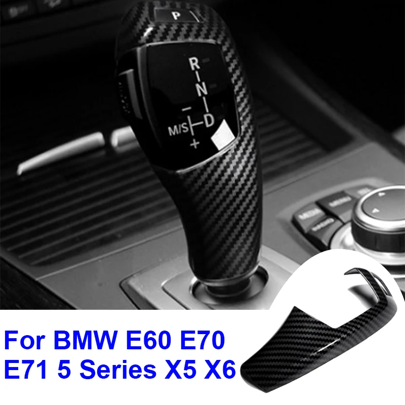 Carbon Fiber Gear Shift Lever Knob Cover Cap Trims For BMW E60 E61