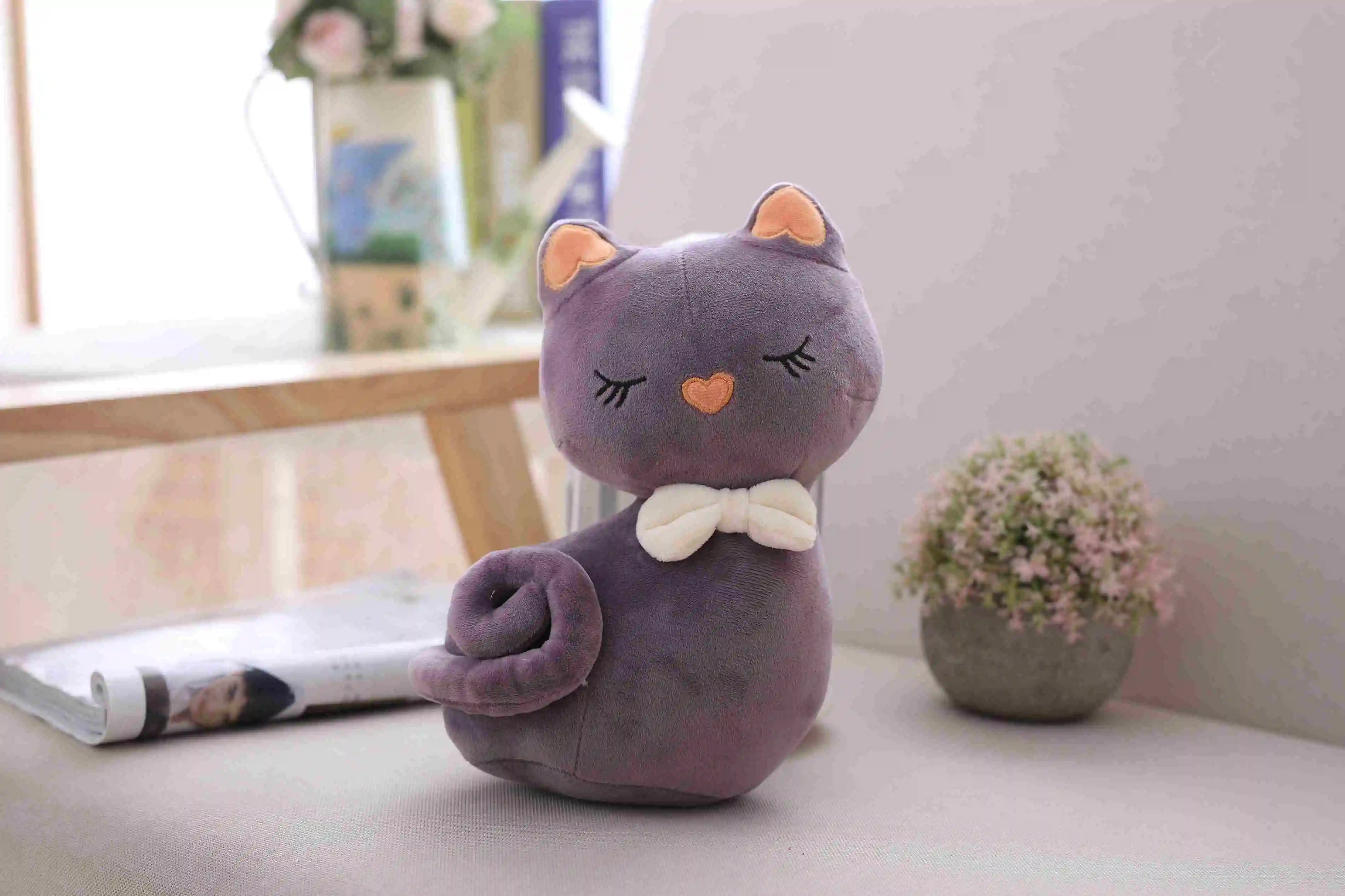 Новинка 1 шт. 4 цвета KAWAII 27 см кошки мягкие игрушки брелок кошка подарок плюшевая игрушка кукла детская вечеринка день рождения плюшевые игрушки для девочки Новинка - Цвет: gray