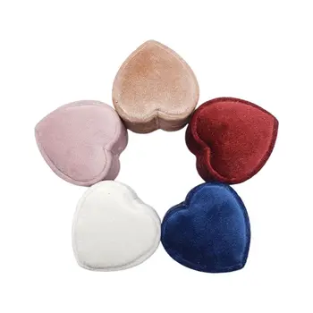 

Velvet Double Ring Box Heart Wedding Ceremony Ring Box with Detachable Lid
