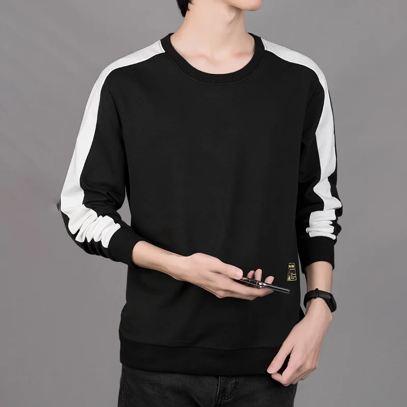 

Solid Color Male Hoodies Autumn Winter New Comfort Sweatshirt Men Crew Neck Knit Pullover