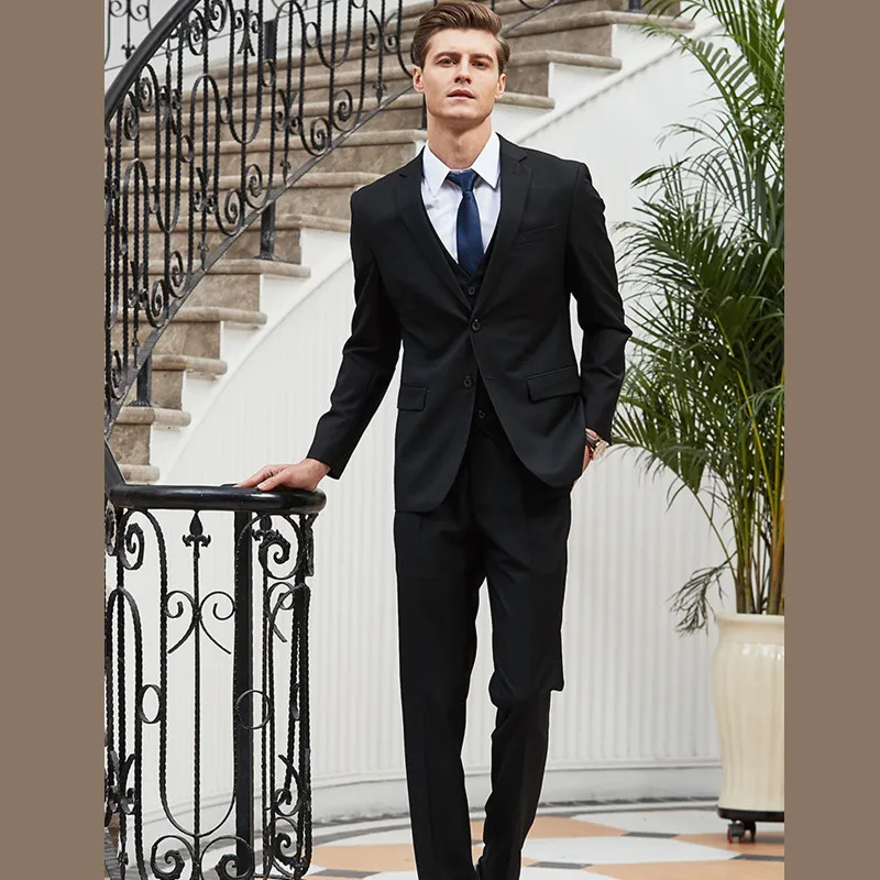 

New Arrival Mens Suits 2 Pieces Set Jacket+Pants Wedding Groom Best Man Formal Tuxedos Prom Dinner Men's Business Casual Suits