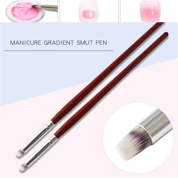 Billig 1 PC DIY Salon Zeichnung Werkzeug Dark Red Holzgriff Nylon Haar Ombre Gradienten Nail Art Pinsel Maniküre Malerei Shanding Stift TO015