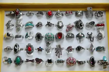 

Wholesale 30pcs mixed style unisex personality ethnic style retro temperament metal multi-element wild ring decoration