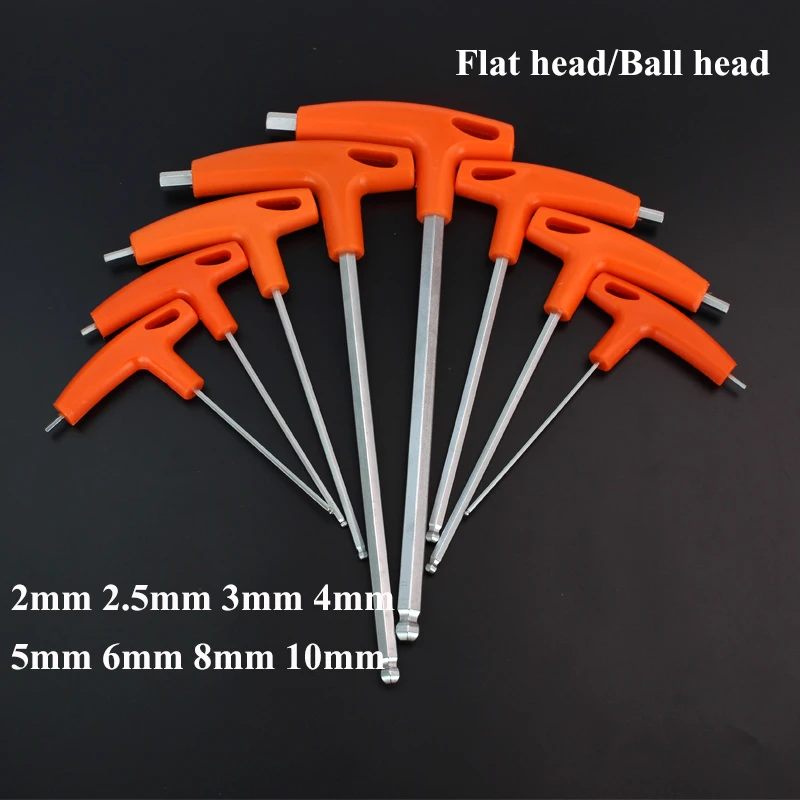 Llave allen plana de cabeza de bola, herramienta de mano con mango en T, hexagonal, extremo de bola, 2/2, 5, 3, 4, 5, 6, 8 y 10mm