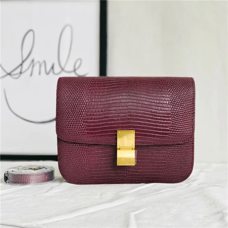 

2020 Trend Money Tofu Lizard Grain Box Genuine Leather Female Single Shoulder Diagonal Bag