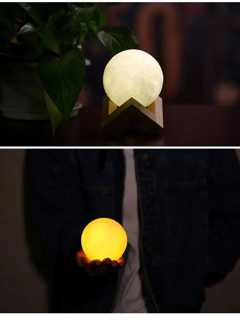 New Design Romantic Night Light 3D Print Moon Lamp From Factory