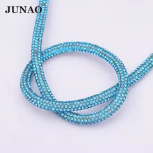 JUNAO, 40 см, синие стеклянные стразы, на цепочке, с кристаллами, на веревке, со стразами, аппликации для изготовления ювелирных изделий, браслет, серьги