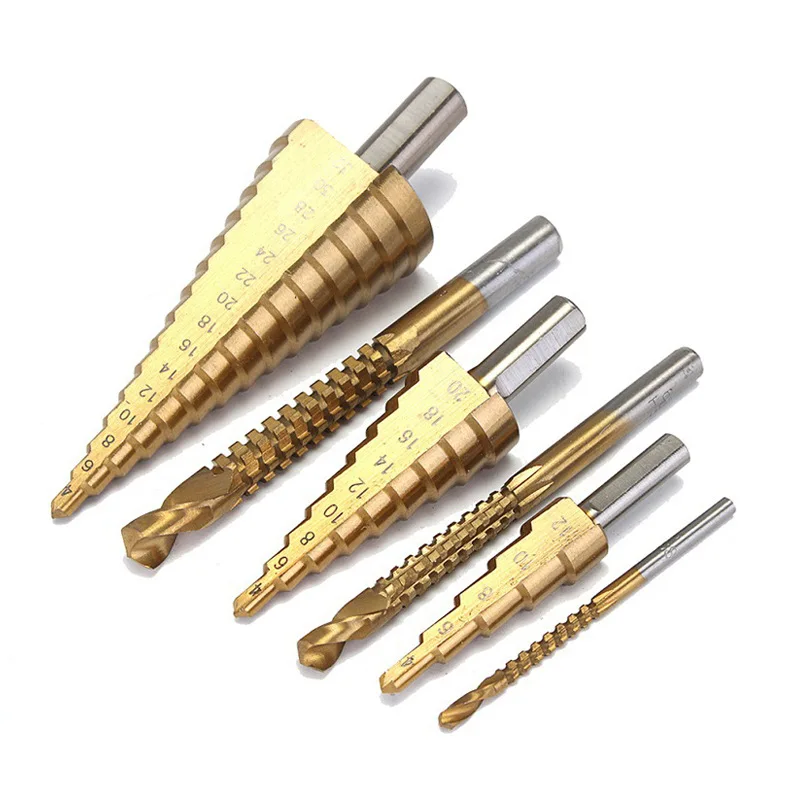 6Pcs Step Drill Serrated Drill HSS Metal Drilling Pagoda Drill PVC