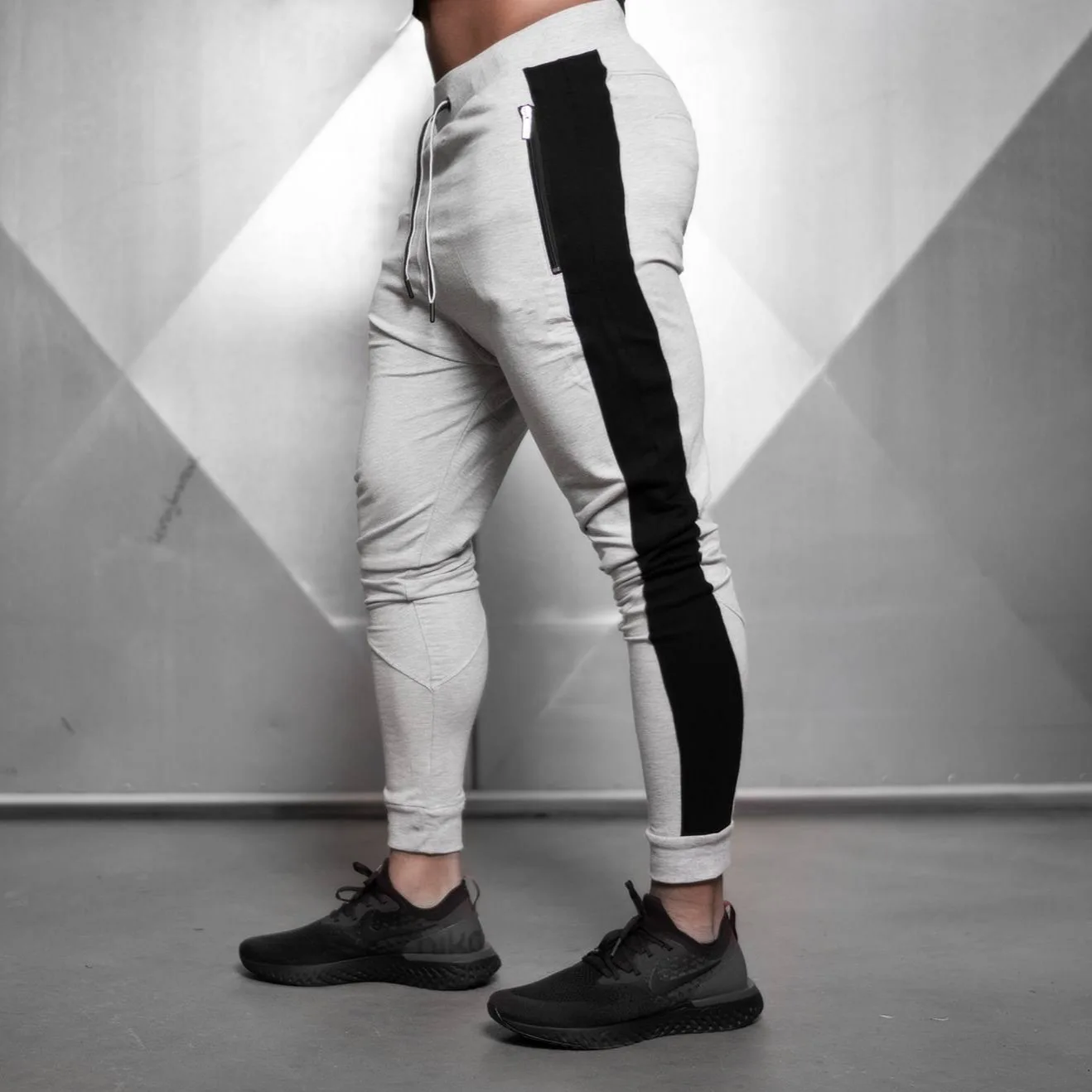 grey pant Осенне-зимний мужской спортивный костюм куртка с капюшоном на молнии повседневные штаны для пробежек тренировочные костюмы Спортивная одежда - Цвет: grey pant