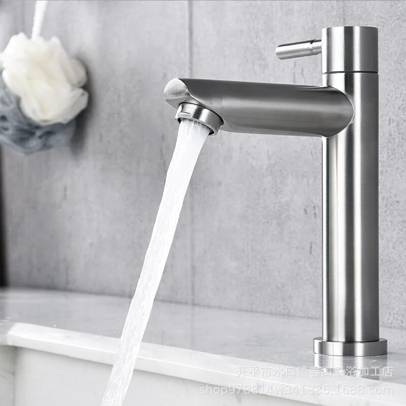 

Basin Inter-platform Basin Single Cold Faucet Wash Basin Single Handle Single Hole Toilet 304 Stainless Steel Long Head