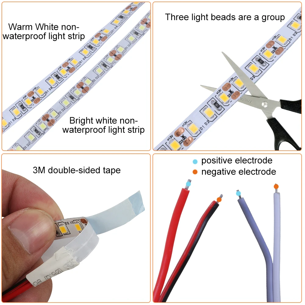 Светодиодная лента DC12V 2835 120 светодиодный/м 5 метров Гибкая полоса света белый теплый белый SMD 2835 водонепроницаемый IP20 более яркий свестодио