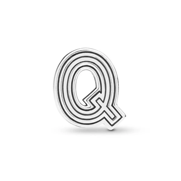 Q Новинка, Настоящее серебро 925, очаровательный бисер, рефлексионы, буквы, A-Z, зажим, шарм, подходит для оригинальных браслетов Pandora, для женщин, сделай сам, ювелирное изделие - Цвет: Q