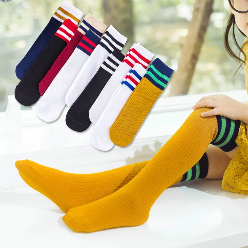 

Children Tube Socks Girls' Stockings Cotton over-the-Knee Baby Boots Socks tiao wu wa Cotton Socks Two Bars