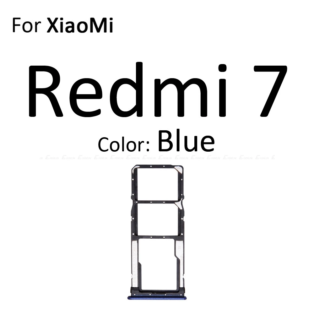 Micro SD/Sim карты лоток гнездо адаптер для XiaoMi Redmi 7 Note 7 Pro PocoPhone Poco F1 Разъем Держатель Слот ридер контейнер - Цвет: For Redmi 7 Blue