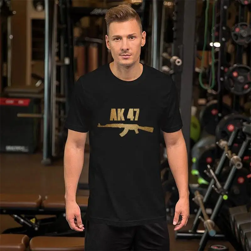 Фитнес ak 47 футболка homme плюс размеры s-5xl Новая мода slim fit | Мужская одежда