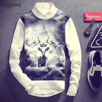 

Hoodies Men Printed Loose Simple All-match Korean Style Harajuku Leisure Large Size Sweatshirts Mens Soft Trendy Clothes Chic