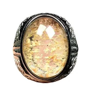 

Top Natural Ghost Phantom Quartz Ring Jewelry For Man Yellow Crystal Garden 24x18mm Oval Beads Gemstone Adjustable Ring AAAAA