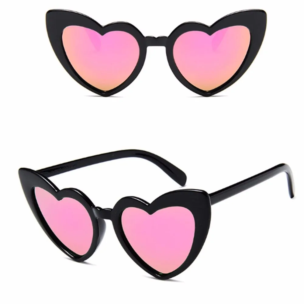 1PCs Heart Frame Party Glasses Cat Eye Ladies Brand Designer Sunglasses Heart Shaped Eyewear Retro UV400 Women Sunglass 2022 New blue lens glasses