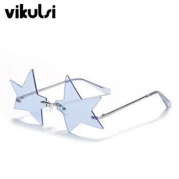 

Ocean Lens Rimless Five-pointed Star Sunglasses For Women Big Star Shape Shades Funny Steampunk Sun Glasses Female UV400
