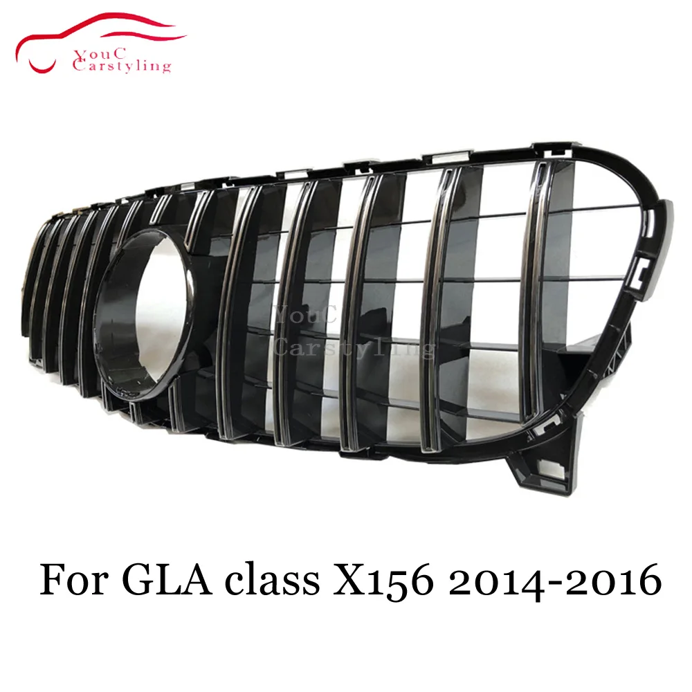 Передняя решетка X156 GT GTR Style сетчатая для Mercedes GLA class 2014 2015 2016 GLA200 GLA250 серебристая