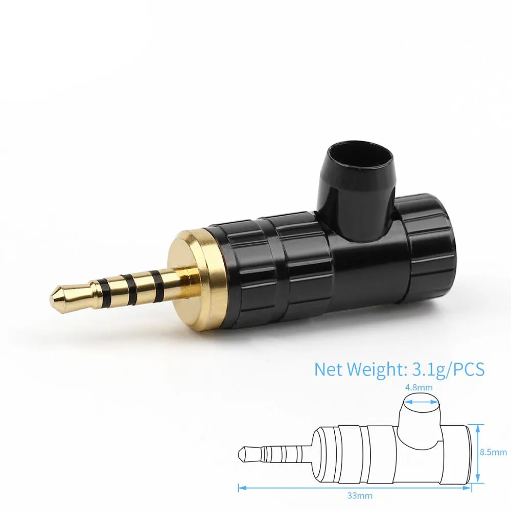 Mini Jack 2 5mm Male Audio Connector Aluminum Shell Gold Plated Copper 2 5 Stereo 4 Poles Balance Headphone Plug Adapter DIY