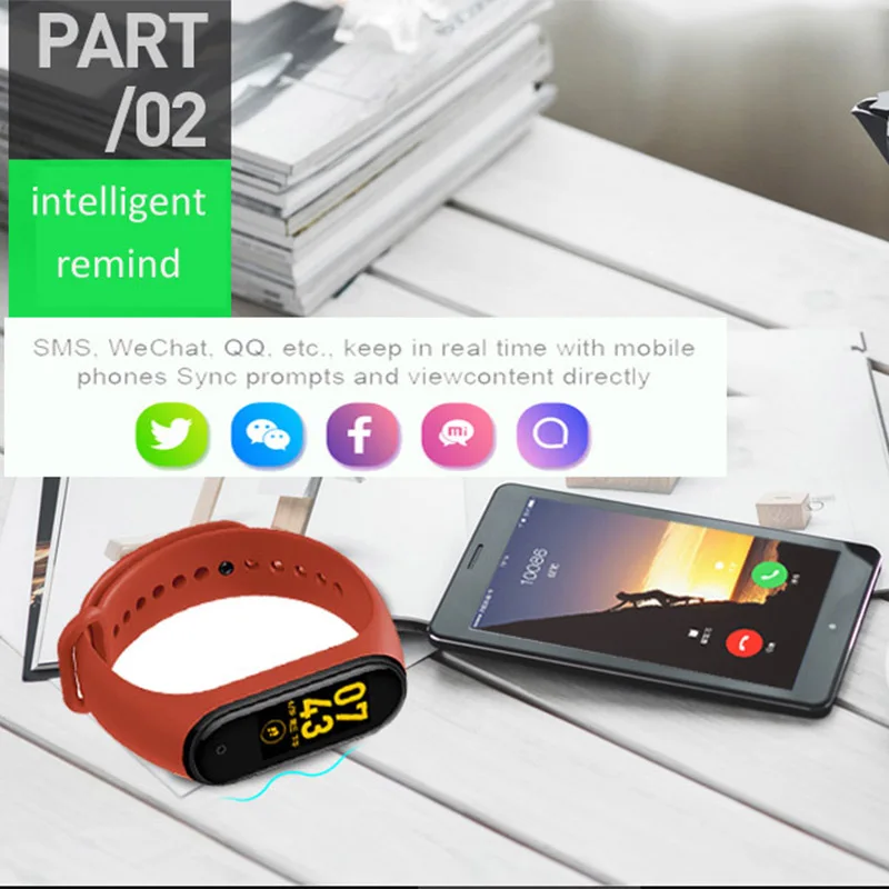 M4 браслет Smartband спортивный браслет Flim часы монитор сердечного ритма фитнес трекер активности кровяное давление Bluetooth Smartwatch