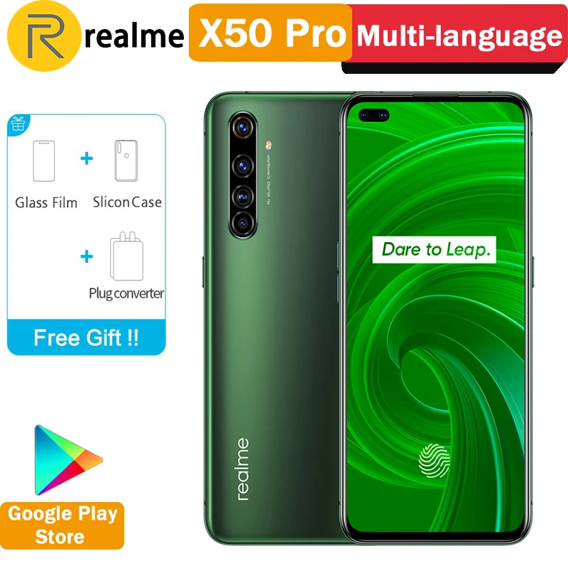 Сотовый телефон Realme X50 Pro Snapdragon 865 Android 10 0 6 44 дюйма 90 Гц 12 Гб ОЗУ 256 ПЗУ 64.0MP 65 Вт