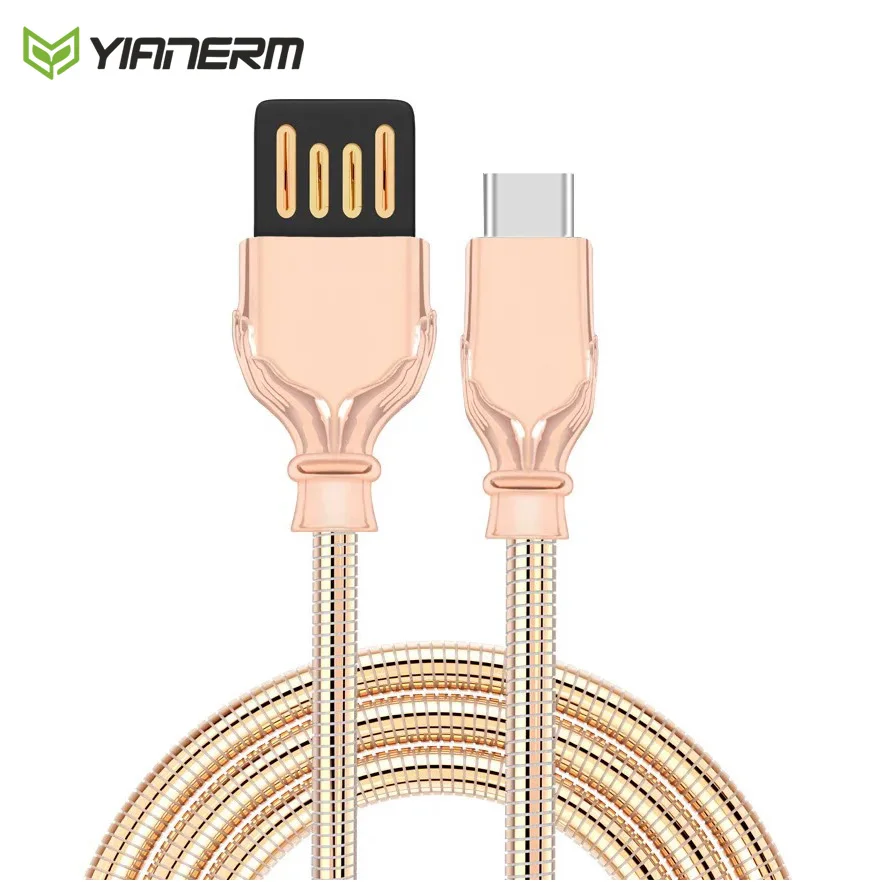Yianerm металлический Тип C зарядный защитный кабель Быстрая зарядка USB умный для