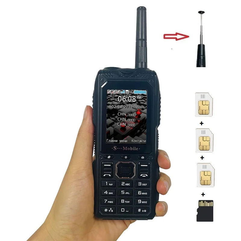 S555 Three Cards Three Standby Outdoor Mobile Phone Standby Long  Can Pull Up Antenna Signal Strongly Send Waist Clip