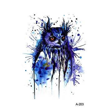 

WYUEN Watercolor Owl Fake Tattoo Sticker Women Body Art Tattoos Temporary Watercolor Arm Tatoo A-203 for Women Men