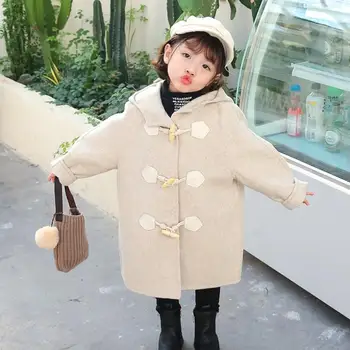 

Children Winter New Woolen Coat Single-breasted Warm Hooded Jacket For girls Double-sided woolen Overcoat Windbreaker L498