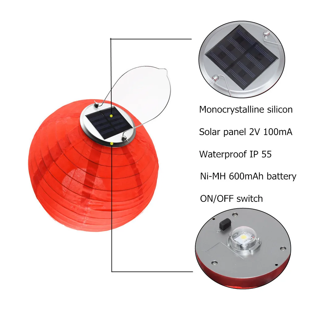 Фонарь на солнечной батарее светодиодный подвесной шар нейлоновый фонарь Сказочный светильник s для украшения сада Свадебный солнечный светильник с батареей 12 дюймов