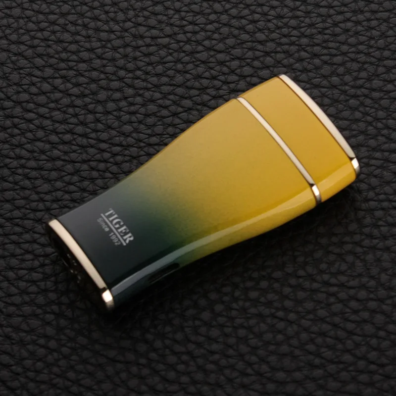 Yellow Jet Ультратонкий Фонарь цвета радуги, зажигалка, турбо Бутан, газовая сигара, прямая зажигалка, сигареты, ветрозащитная карманная зажигалка - Цвет: Yellow