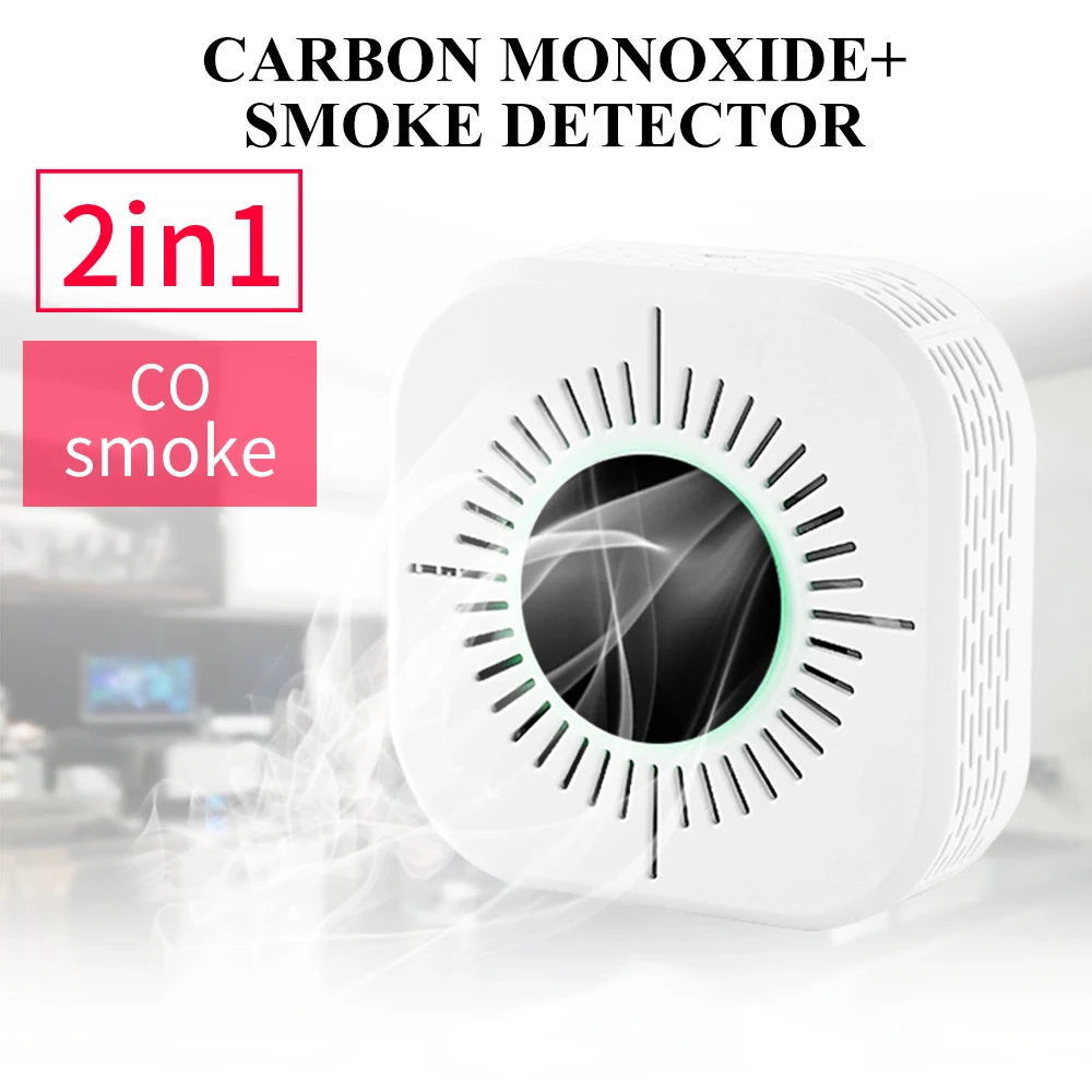Sensor de alarma de humo de Gas, Detector de monóxido de carbono de Co 2 en 1, 85dB, 360 °, inalámbrico independiente, 433 MHz, Sensor de advertencia para seguridad del hogar