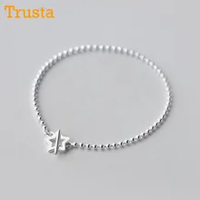 Trusta, 925, цельное Настоящее серебро, модный браслет с бусинами и звездами, 16 см, для девушек-подростков, девушек, женщин, подарок, ювелирные изделия ds971