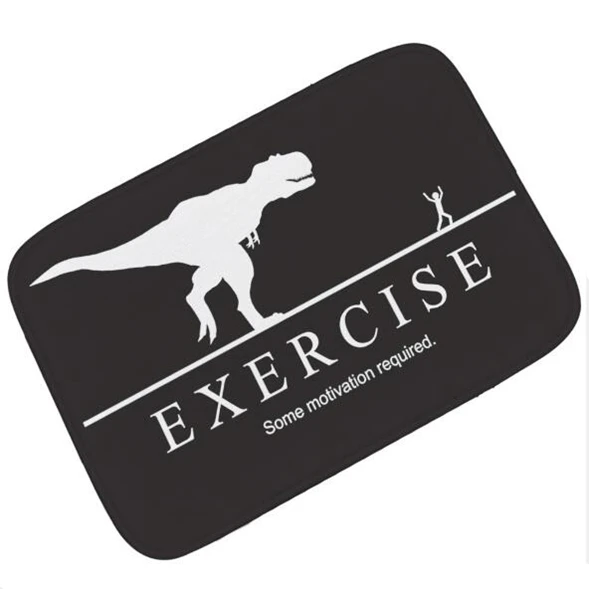 Funny Exercise Some Motivation Required Fitness Gym Doormat Running T-rex Inspiration Motivational Workout Door Mat Rug Carpet