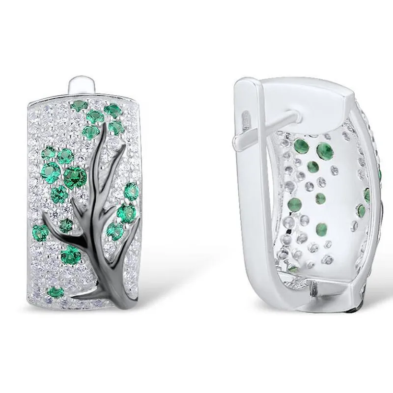 

WUKALO Silver Earrings For Women Pure 925 Sterling Silver Green Cherry Sparkling Cubic Zirconia brincos Trendy Fashion Jewelry