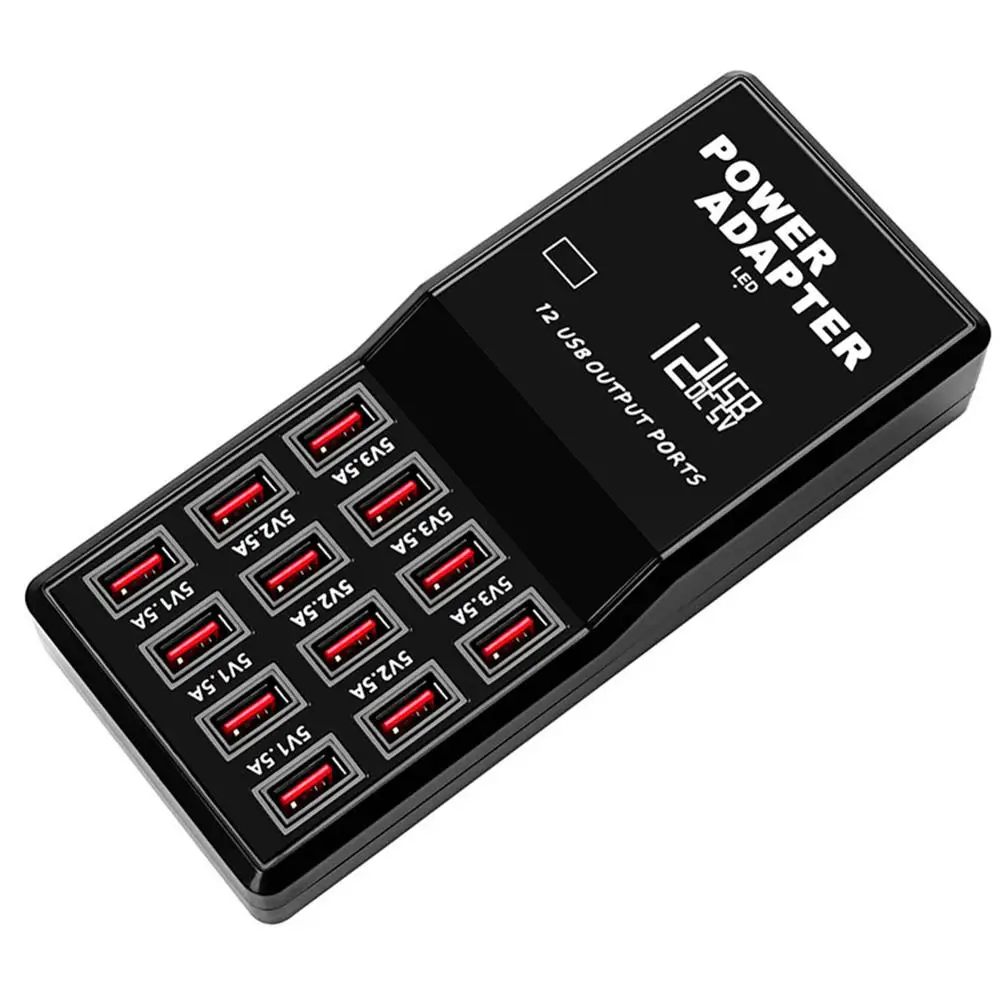 

Intelligent Multi-Port USB 12A Mobile Phone Charger 3.5A Universal Porous Fast Charging Tablet Charging Station
