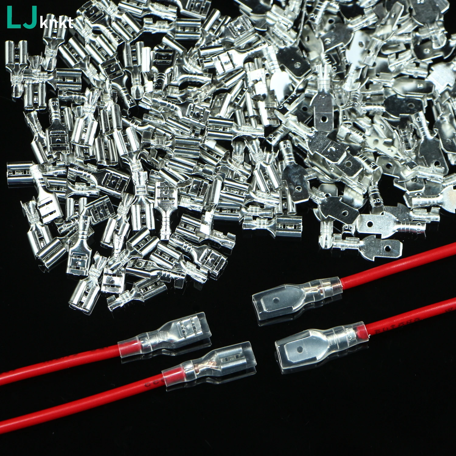 

200PCS/100Pairs Male/Female Spade Crimp Terminals Electrical Insulating Sleeve Wire Wrap Connector for 22-16 AWG 0.5mm2-1.5mm2