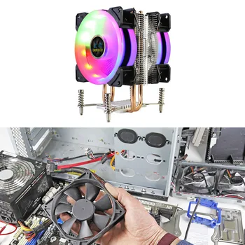 

LANSHUO CPU Radiator Ultra Quiet Cooler Fan 2 Heat Pipes RGB CPU Cooler for LGA 2011 X79 X99 X299 (4Pin Dual Fan)