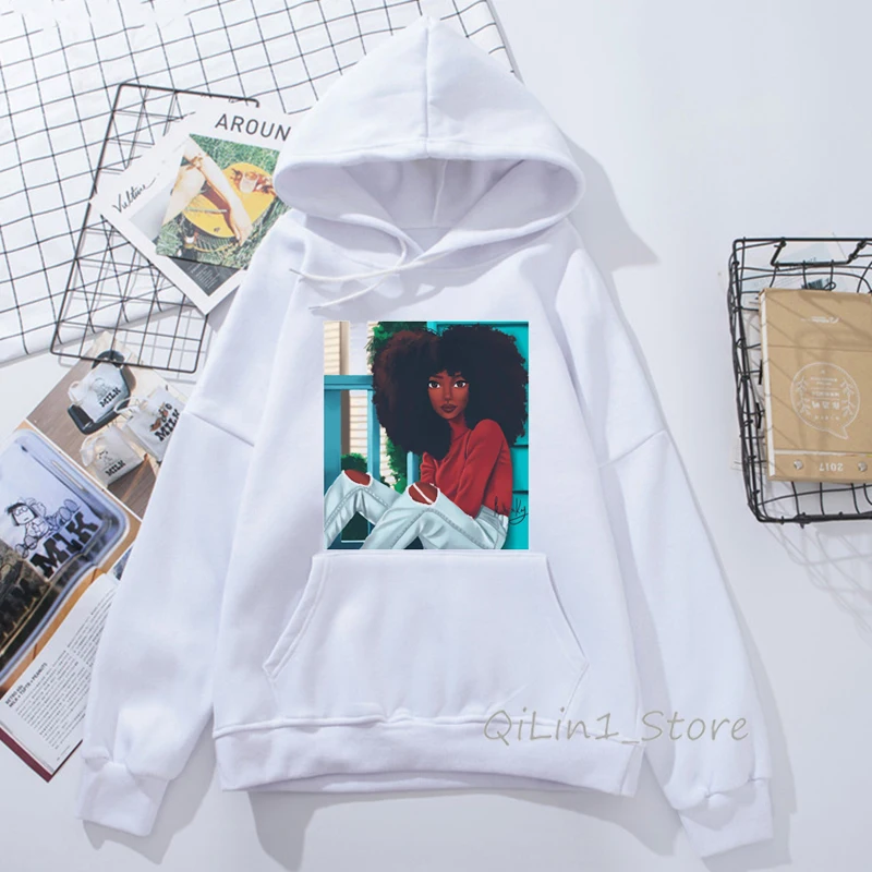 Sudadera mujer vogue Melanin худи для женщин каваи черная девушка с принтом с капюшоном Женская толстовка уличная одежда в стиле хип-хоп, панк с капюшоном