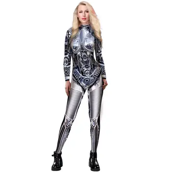 

Adults Halloween Cosplay Costumes Robot Punk Steam Cyber Bodycon Anime Jumpsuits Women Men Movie Carnival Party Zentai Clothes