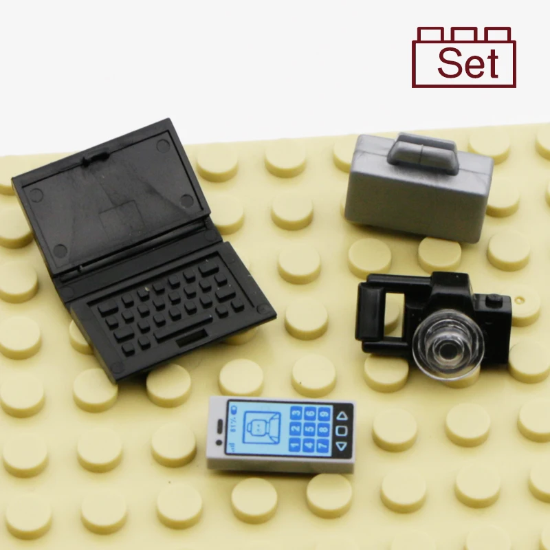 

Compatible LegoINGlys City Building Blocks Office Worker Figure Accessories Laptop Briefcase Phone Camera Chair Bricks Toy Parts